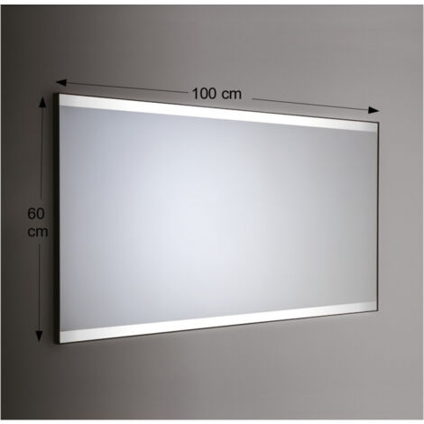 Specchio da Parete Retroilluminato a LED Rettangolare 100X60 cm spessore 4 mm Cornice Bianco