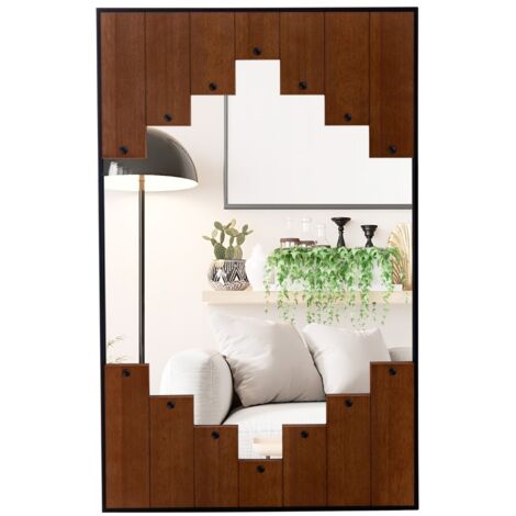 Specchio da parete rettangolare con cornice a tastiera di pianoforte, Specchio da parete grande 100x60cm Nero