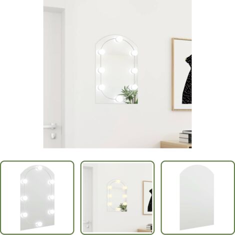 Specchio da parete -  Specchio con Luci LED 60x40 cm Forma ad Arco in Vetro