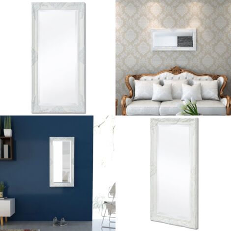 Specchio da Parete Stile Barocco 100x50 cm Bianco - Specchio barocco - Specchio in legno