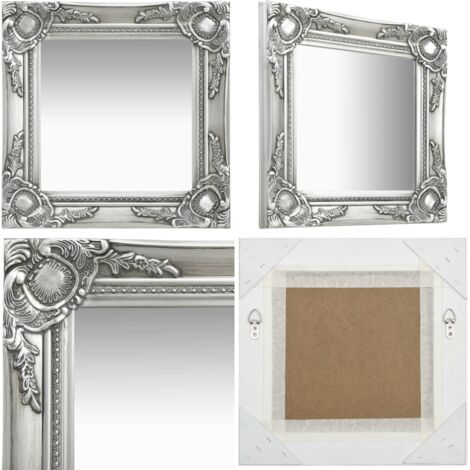 Specchio da Parete Stile Barocco 40x40 cm Argento - Specchio barocco - Specchio argento
