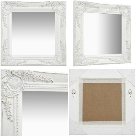 Specchio da Parete Stile Barocco 40x40 cm Bianco - Specchio barocco - Specchio quadrato