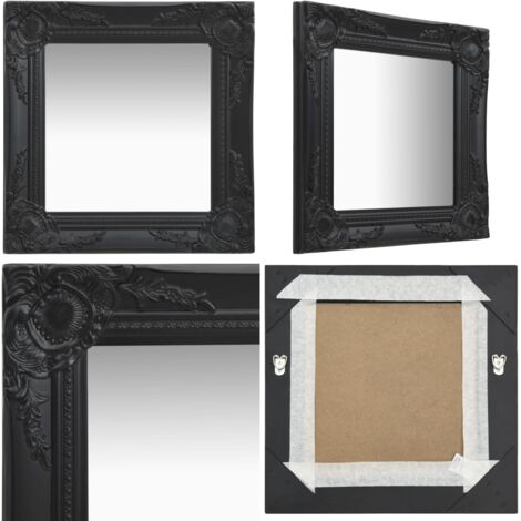 Specchio da Parete Stile Barocco 40x40 cm Nero - Specchio barocco - Specchio quadrato