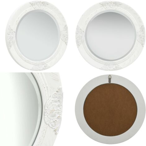 Specchio da Parete Stile Barocco 50 cm Bianco - Specchio barocco - Specchio rotondo