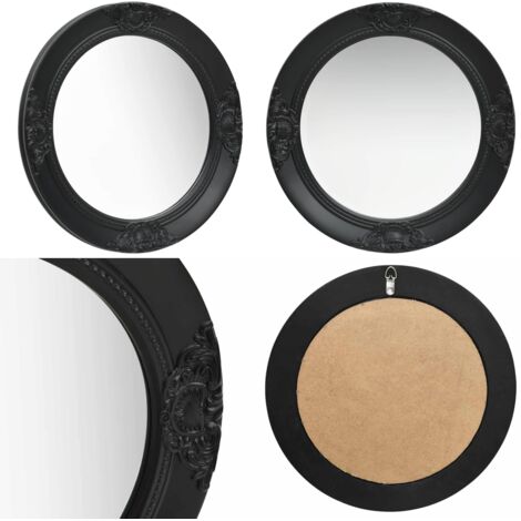 Specchio da Parete Stile Barocco 50 cm Nero - Specchio barocco - Specchio rotondo
