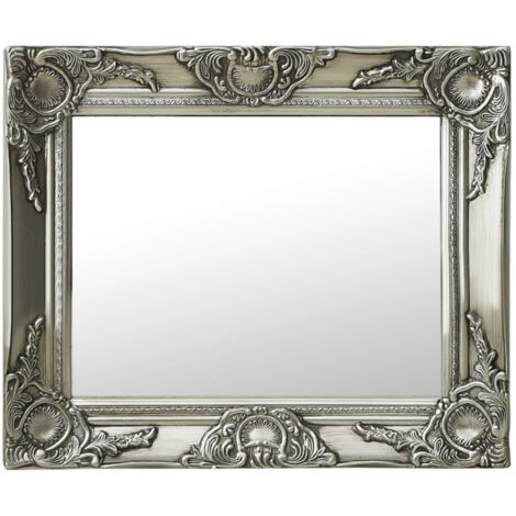 Specchio da Parete Stile Barocco 50x40 cm Argento