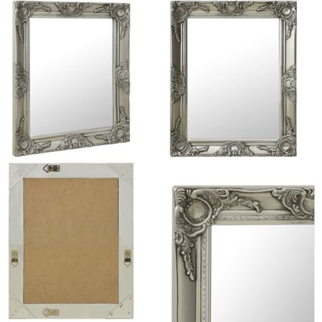 Specchio da Parete Stile Barocco 50x60 cm Argento - Specchio barocco - Specchio argento