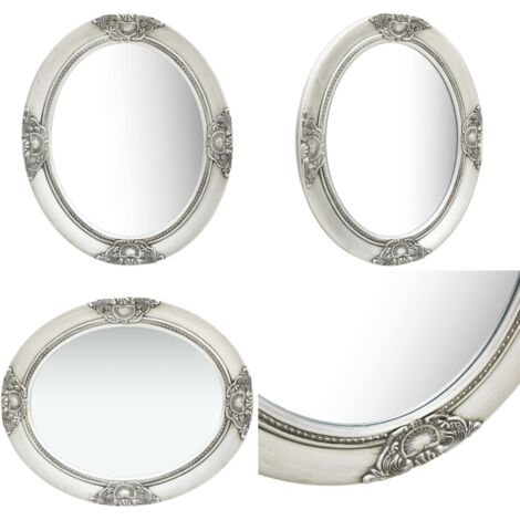 Specchio da Parete Stile Barocco 50x60 cm Argento - Specchio barocco - Specchio argento