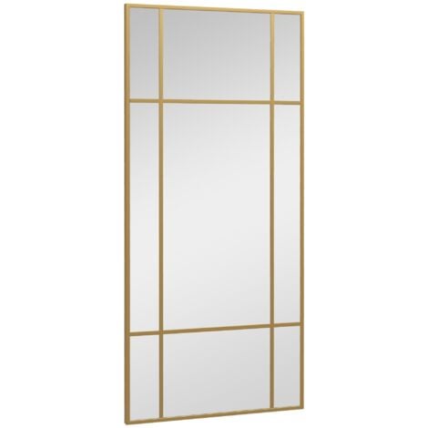 GIORDANOSHOP Specchio da Parete Stile Finestra con Montaggio Verticale e Orizzontale 110x50 cm Cornice in Oro