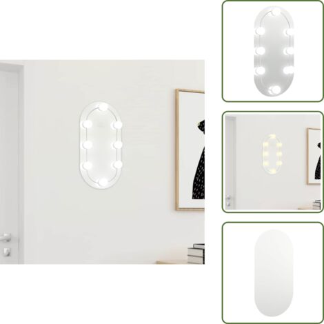Specchio da parete - vidaXL Specchio con Luci LED 40x20 cm Ovale in Vetro - Specchio per trucco