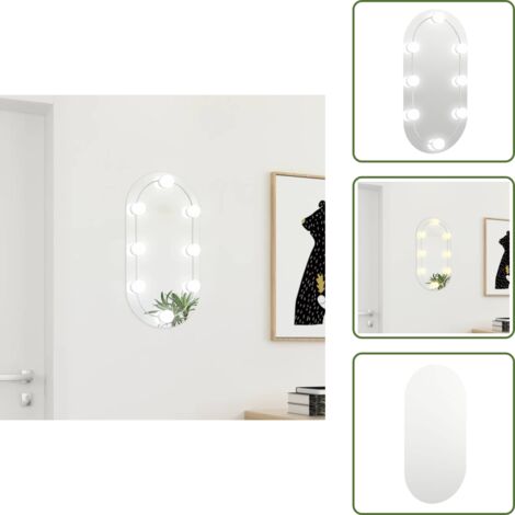 Specchio da parete - vidaXL Specchio con Luci LED 60x30 cm Ovale in Vetro - Luci LED a muro