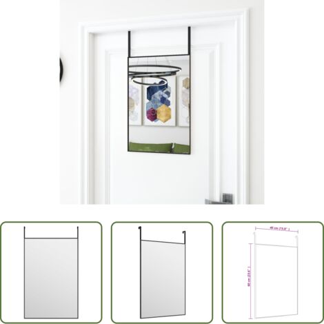 Specchio da porta -  Specchio da Porta Nero 40x60 cm in Vetro e Alluminio