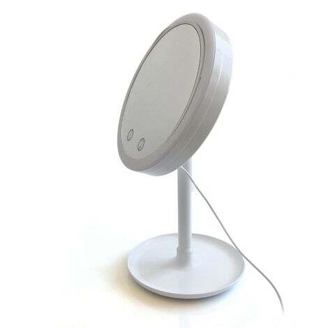 Specchio da tavolo con led in plastica bianco cm. L.20 P.17 H.35