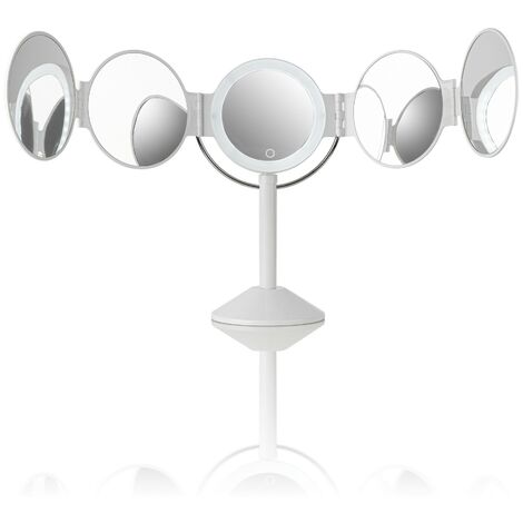 Specchio da tavolo con led in plastica bianco cm. L.25xP.20,5xH.46,5