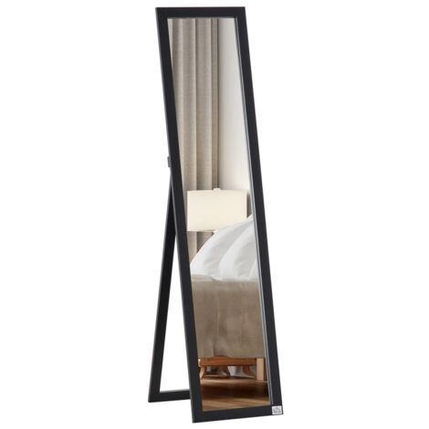 SPECCHIO DA TERRA E PARETE CON SUPPORTO RICHIUDIBILE E CORNICE IN MDF. 37X48X152CM. NERO