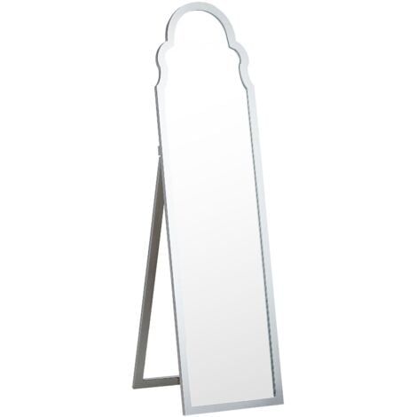 Specchio da terra moderno con cornice decorativa argento 40 x 150 cm Chatillon