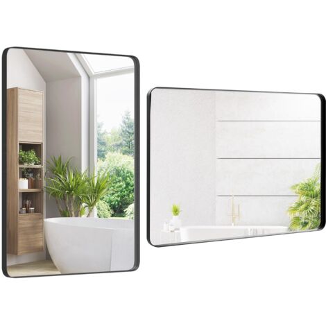 Specchio da toeletta da appendere al muro, Specchio da bagno con pellicola antigraffio cornice in metallo