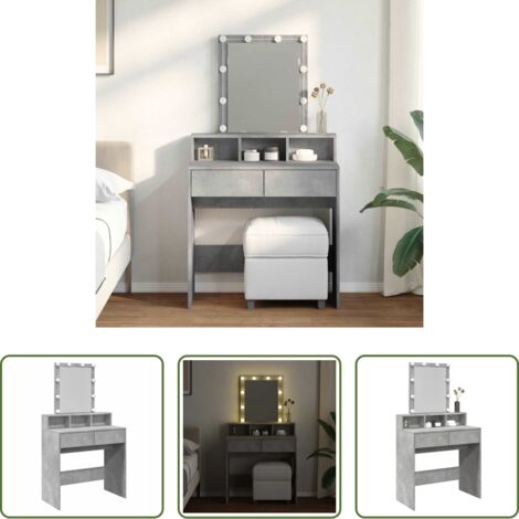 Specchio da toeletta -  Toeletta con LED Grigio Cemento 80x41x144,5 cm