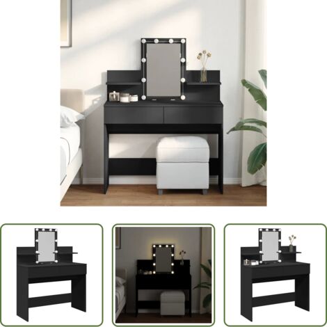 Specchio da toeletta -  Toeletta con LED Nero 100x40x130 cm
