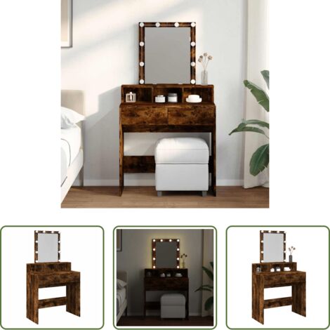 Specchio da toeletta -  Toeletta con LED Rovere Fumo 80x41x144,5 cm