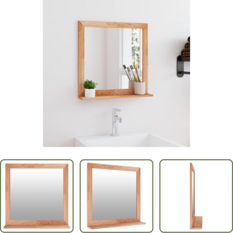 Specchio da trucco in legno -  Specchio da Parete 55x55 cm in Legno Massello di Noce