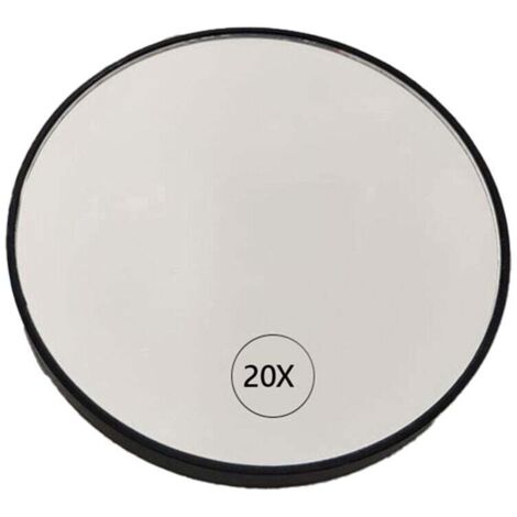 Specchio da trucco ingranditore portatile antiappannamento 20X con ventosa e maniglia, nero