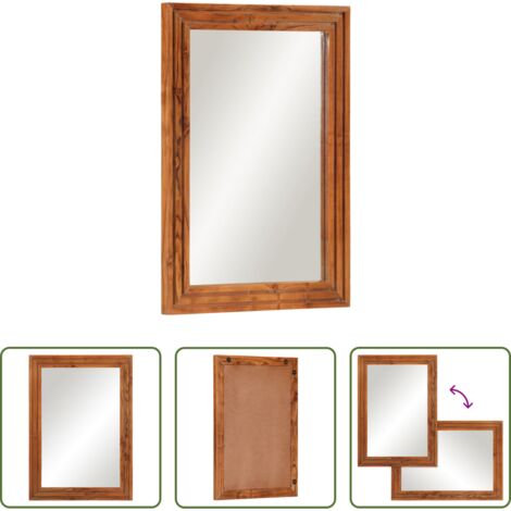Specchio da trucco - Specchio da Bagno 50x70 cm in Legno Massello di Acacia e Vetro
