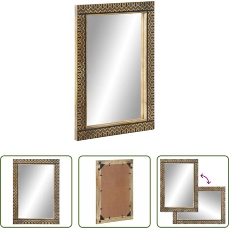 Specchio da trucco -  Specchio da Bagno 50x70 cm in Legno Massello di Mango e Vetro