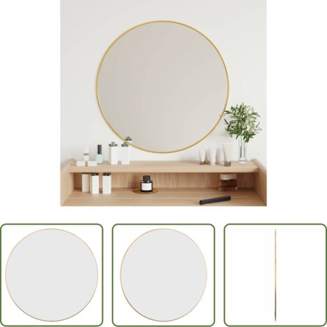 Specchio da trucco -  Specchio da Parete Dorato Ø 60 cm Rotondo
