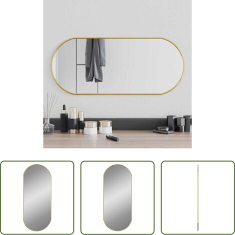 Specchio da trucco -  Specchio da Parete Dorato 70x30 cm Ovale