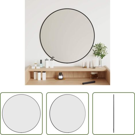 Specchio da trucco -  Specchio da Parete Nero Ø 60 cm Rotondo