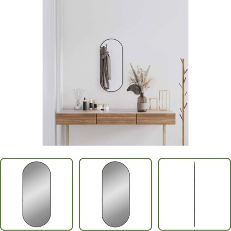 Specchio da trucco -  Specchio da Parete Nero 70x30 cm Ovale