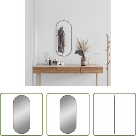 Specchio da trucco -  Specchio da Parete Nero 80x35 cm Ovale