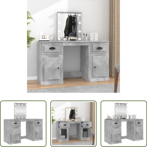 Specchio da trucco -  Toeletta con LED Grigio Cemento 130x50x132,5 cm