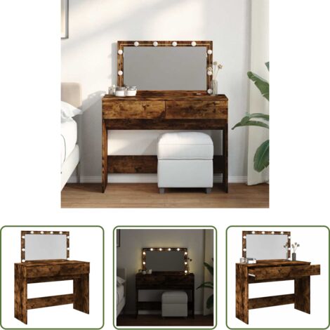 Specchio da trucco -  Toeletta con LED Rovere Fumo 100x40x120 cm