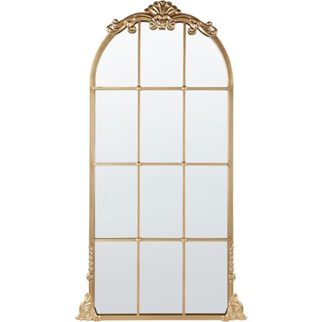 BELIANI Specchio decorativo a parete stile finestra appeso 66 x 124 cm Oro Noidan