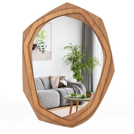 Specchio decorativo con cornice irregolare viti di espansione, Specchio da parete impermeabile 89x66cm Naturale