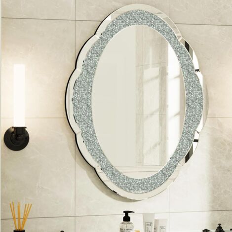 Specchio Decorativo con Cristalli da Parete Ingresso Ovale Nuvola Stile