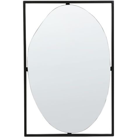 HAKU Möbel Appendiabiti Da Parete Vintage Con Specchio | L 52 X A 80 X P 10 Cm | 3 Ganci, MDF E Metallo, Stile Industriale