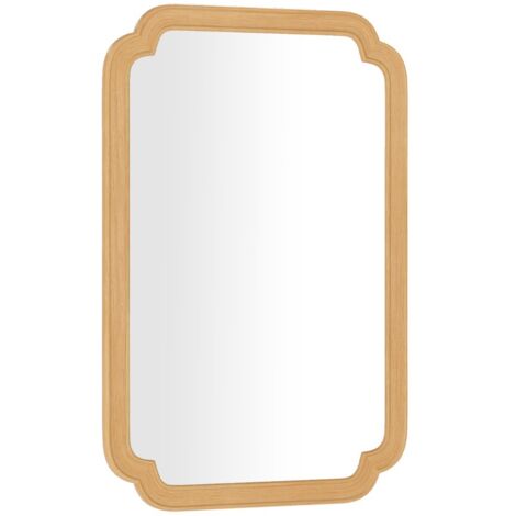 Specchio decorativo rettangolare in stile rustico per bagno soggiorno ingresso, Specchio da parete ad arco con angoli arrotondati Naturale