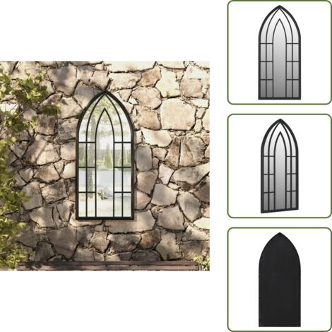 Specchio decorativo - vidaXL Specchio da Giardino Nero 100x45 cm in Ferro per Uso Esterno - Specchio riflettente