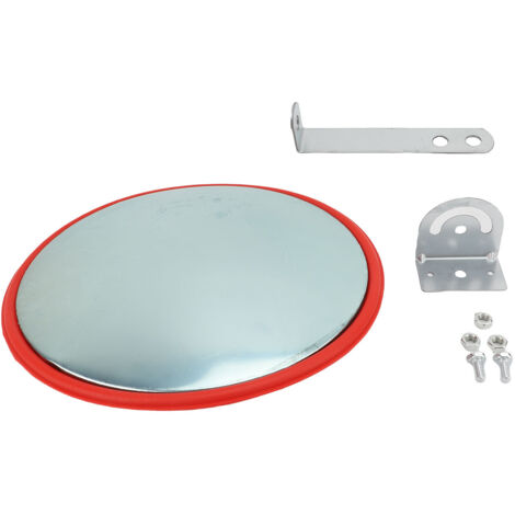 Specchio di sicurezza convesso per interni WODHMIEY 30/45/60 cm con lente in policarbonato antiurto, supporto a parete regolabile per garage, vialetto, ufficio, negozio, retro di avvertimento rosso