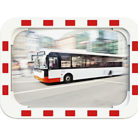Specchio di sicurezza H400xB600mm in plastica, rosso/bianco, 15m