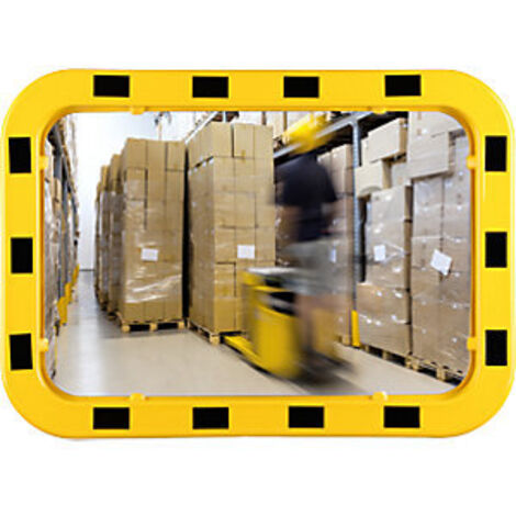 Specchio di sicurezza/stradale H400xL600mm in acrilico, giallo/nero 15m