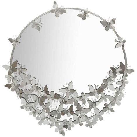 Specchio Farfalle Rotondo Argento diam 91 cm - FARFALLE ROUND SILVER