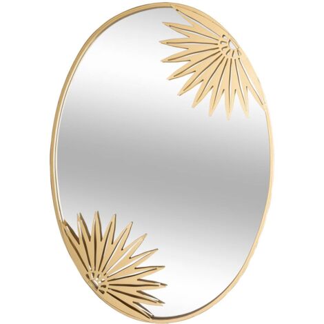 Specchio trucco con luci LED e telaio in ferro Ø 26 cm oro e nero Savoie