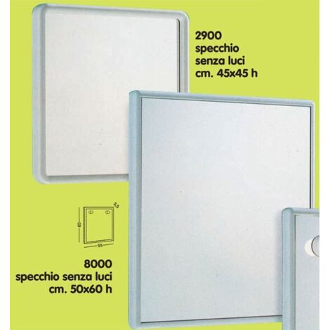 specchio Gedy da bagno bianco con cornice in resina plastica 55x3,5x60 cm