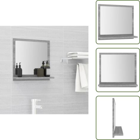 Specchio grigio - vidaXL Specchio da Bagno Grigio Sonoma 40x10,5x37 cm Legno Multistrato - Specchio in vetro