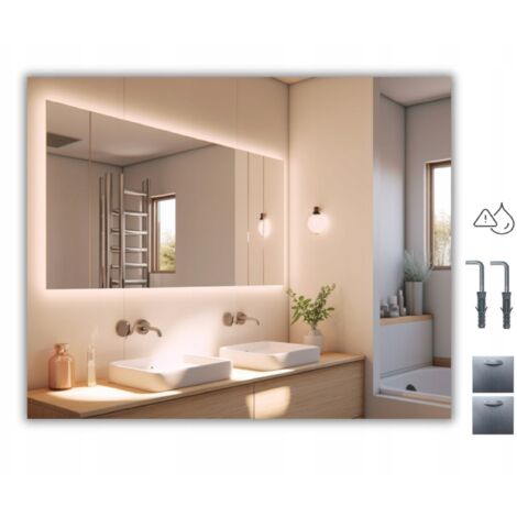 Specchio illuminato a LED 105x70 Impermeabile IP65 Appendibile Verticale e Orizzontale