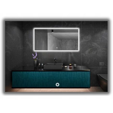 Specchio illuminato a LED 110x105 impermeabile con interruttore touch